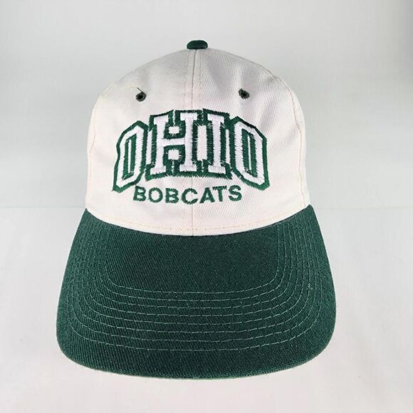VTG Kudzu Ohio Bobcats Bar Adjustable Hat White Green Snapback Cap Hats - Picture 5 of 11